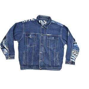 Y2K Raw Blue Men's XL Blue Cotton Denim Trucker Bomber Jacket RARE